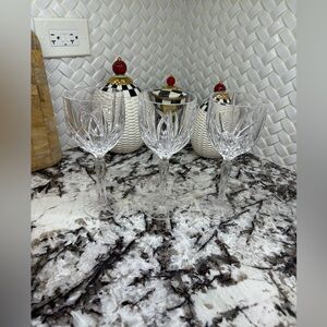 Set Of 3 Marquis by Waterford Crystal Brookside Wine Goblet Glass 12oz 8 5/8 "